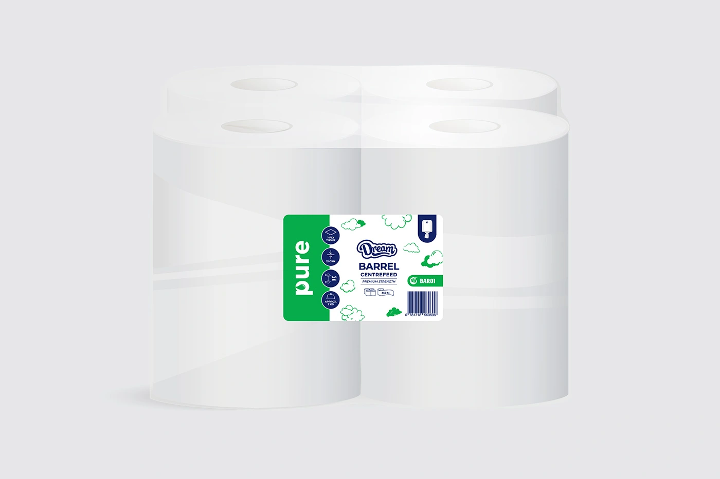 1 Ply Barrel Towel (240mm X 360m)